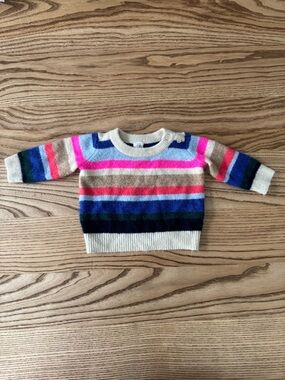 GAP Baby Striped Crewneck Sweater in Pink, Blue, Navy and Cream